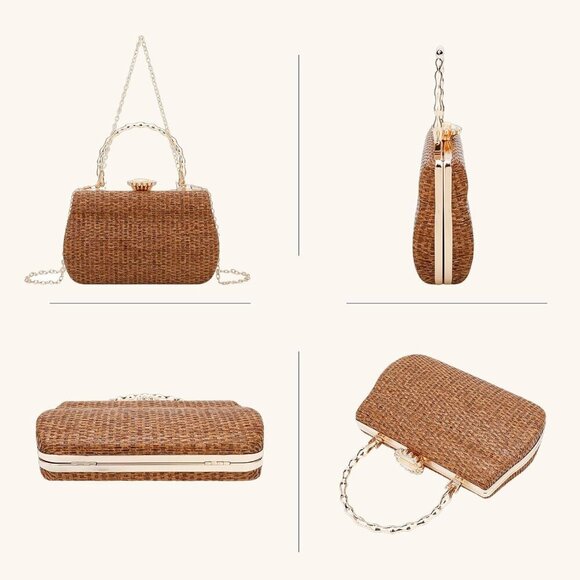 Versatile Women's Brown Straw Handbag - Durable & Fashion-Forward Design - Picture 3 of 6